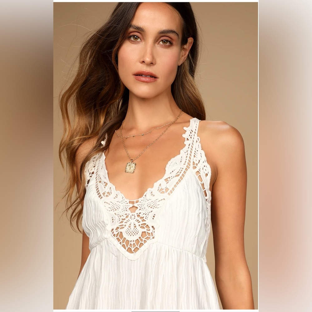 Lulus White Plisse Maxi Dress - Size Small - Picture 3 of 11